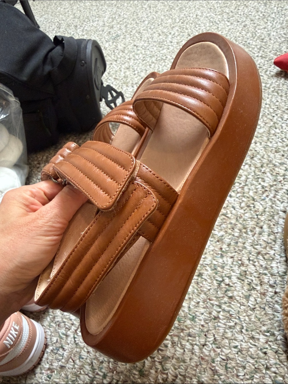 Madewell Women's Platform Slide Sandals in camel brown